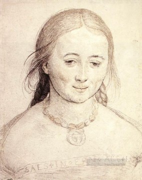  cabeza Pintura - Cabeza de mujer Renacimiento Hans Holbein el Joven